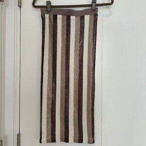 LE SUPERBE Liza Beach Stripe Stretch Sequin Pencil Skirt Womens XS Pull On